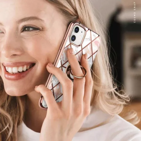 Supcase Cosmo PC en TPU marmer hoesje geschikt voor iPhone 12 mini - roze