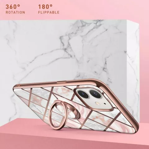 Supcase Cosmo PC en TPU marmer hoesje geschikt voor iPhone 12 mini - roze
