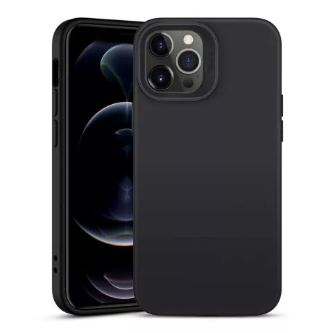 ESR Smooth Silicon kunstleer hoesje voor iPhone 12 en iPhone 12 Pro - zwart
