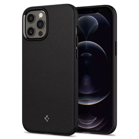 Spigen Armor Magneetring TPU met Air Cushion hoesje voor iPhone 12 en iPhone 12 Pro - zwart