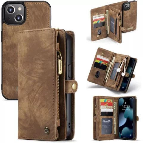 Caseme Retro Wallet splitleder hoesje voor iPhone 13 - bruin