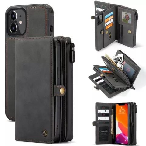 Caseme Luxe XL Portemonnee splitleder hoesje geschikt voor iPhone 13 - zwart
