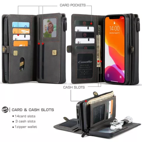 Caseme Luxe XL Portemonnee splitleder hoesje geschikt voor iPhone 13 - zwart