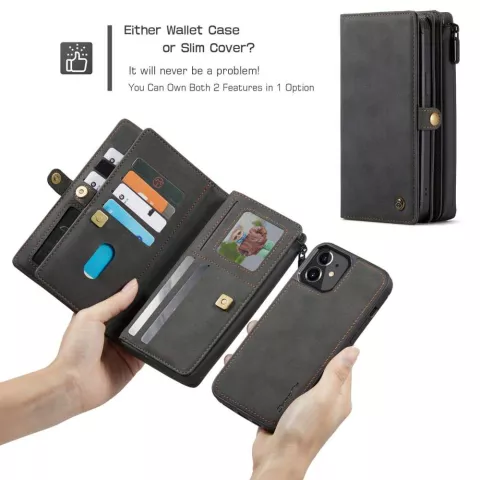 Caseme Luxe XL Portemonnee splitleder hoesje geschikt voor iPhone 13 - zwart