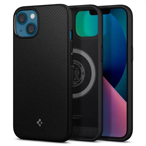 Spigen Armor Magneetring TPU met Air Cushion hoesje geschikt voor iPhone 13 - zwart