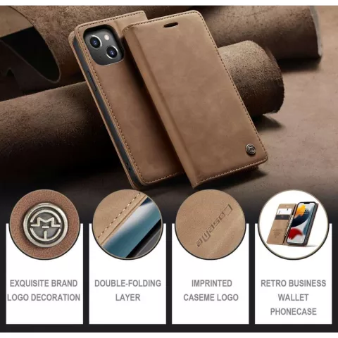 Caseme Slim Retro Wallet kunstleer hoes voor iPhone 13 mini - bruin
