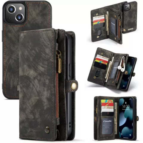 Caseme Retro Wallet splitleder hoesje geschikt voor iPhone 13 mini - zwart