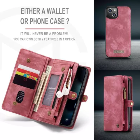 Caseme Retro Wallet splitleder hoesje voor iPhone 13 mini - rood