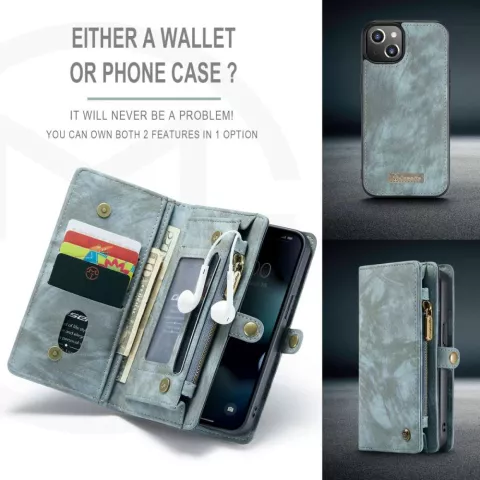 Caseme Retro Wallet splitleder hoesje voor iPhone 13 mini - blauw