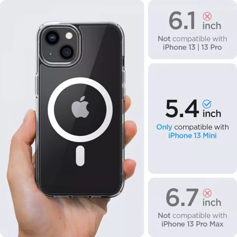 Spigen Ultra Hybrid Magneetring TPU met Air Cushion hoesje voor iPhone 13 mini - transparant