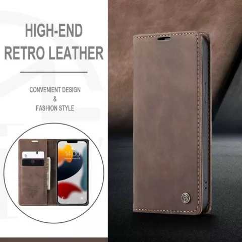 Caseme Slim Retro Wallet kunstleer hoesje voor iPhone 13 Pro - bruin