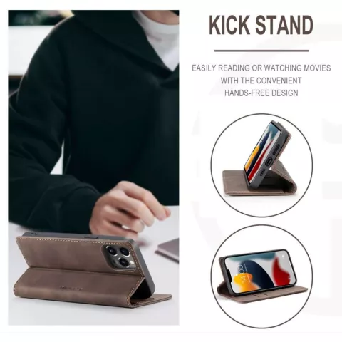 Caseme Slim Retro Wallet kunstleer hoesje voor iPhone 13 Pro - bruin