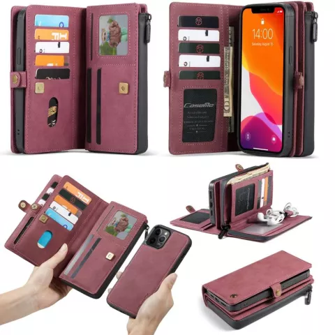 Caseme Luxe XL Portemonnee splitleder hoesje geschikt voor iPhone 13 Pro - rood