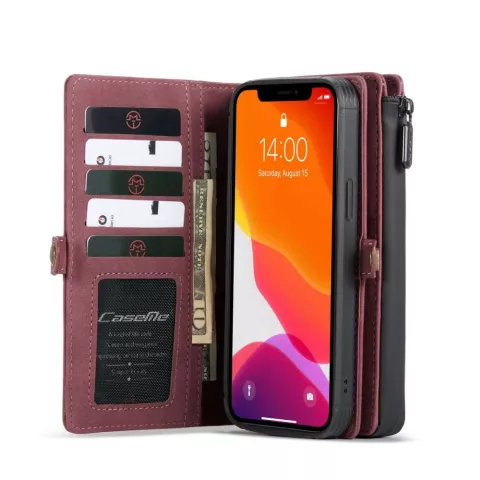 Caseme Luxe XL Portemonnee splitleder hoesje geschikt voor iPhone 13 Pro - rood