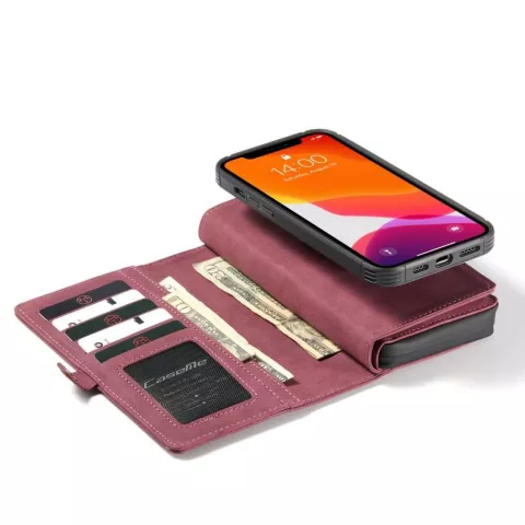 Caseme Luxe XL Portemonnee splitleder hoesje geschikt voor iPhone 13 Pro - rood