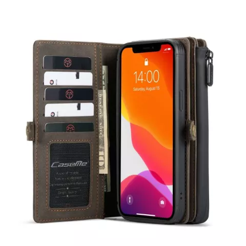 Caseme Luxe XL Portemonnee splitleder hoesje geschikt voor iPhone 13 Pro - bruin