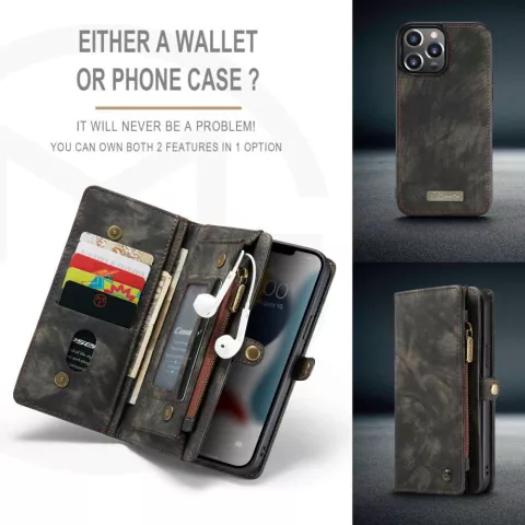 Caseme Retro Wallet splitleder hoesje voor iPhone 13 Pro Max - zwart