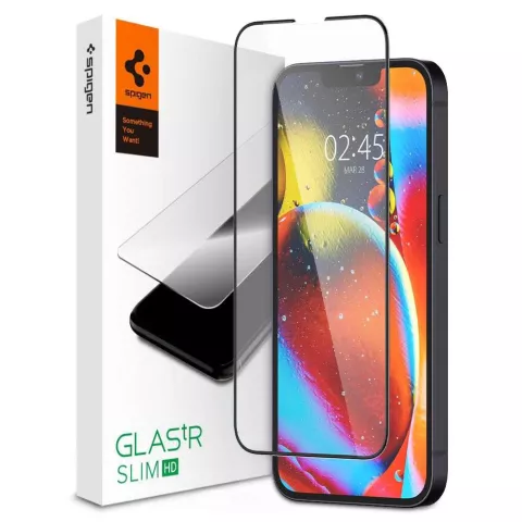 Spigen Screenprotector Full Cover Glass screenprotector voor iPhone 13 Pro Max - zwart