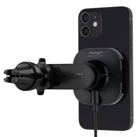 Spigen iPhone Magnetische houder en Qi oplader OneTap Auto ventilator Standaard (Zwart)