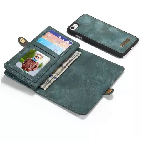 Caseme Retro Wallet splitleder hoesje voor iPhone 7, iPhone 8 en iPhone SE 2020 SE 2022 - blauw