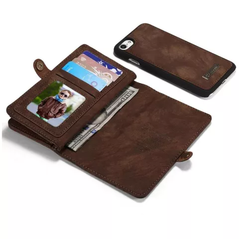 Caseme Retro Wallet splitleder hoesje geschikt voor iPhone 7, iPhone 8 en iPhone SE 2020 SE 2022 - bruin