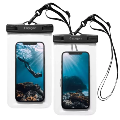 Spigen A601 Universeel Waterdicht hoesje - Transparant 2-Pack