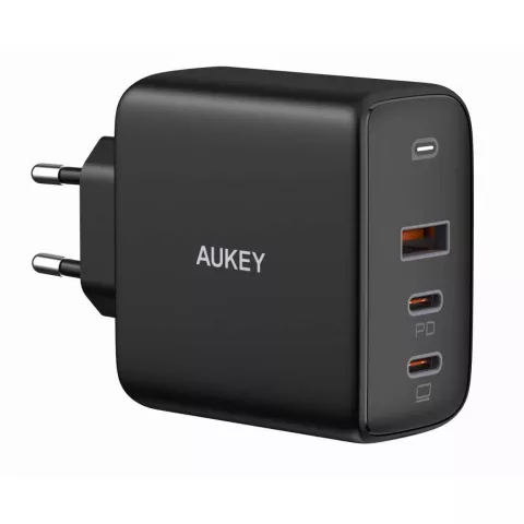 Aukey netstroomadapter 90W duo USB-C en USB-A oplader PD 3.0 - Zwart