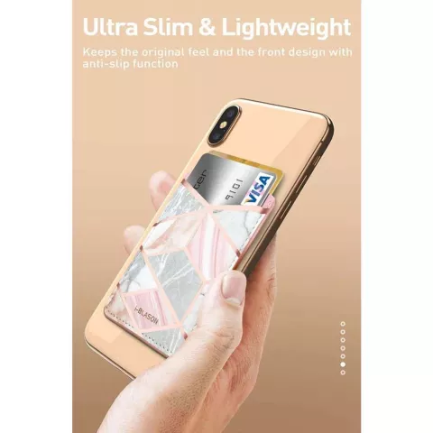 Supcase Cosmo pasjeshouder klevend cardholder smartphone 2-pak - Roze Marmer