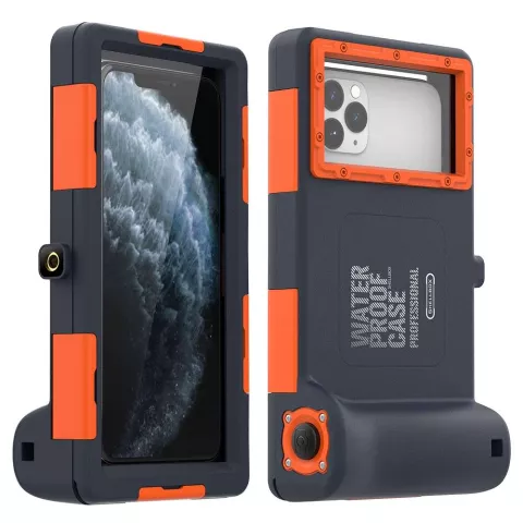 Shellbox waterproof hoesje duiken universeel case onderwater waterbestendig cover - Oranje Zwart