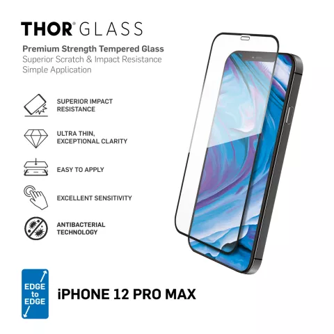 THOR DT Glass E2E Anti Bac screenprotector voor iPhone 12 Pro Max - transparant
