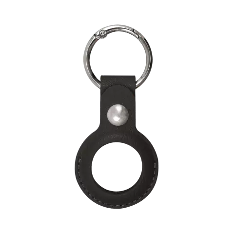 Xqisit Faux Leather Keyring kunstleer hoesje voor Apple AirTag - zwart