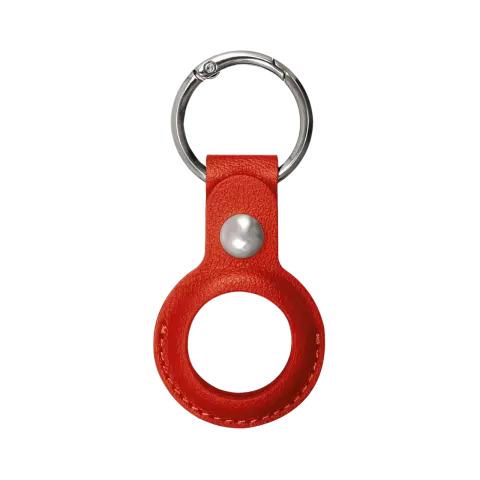 Xqisit Faux Leather Keyring kunstleer hoesje geschikt voor Apple AirTag - rood
