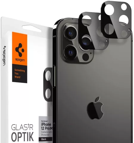 Spigen Glas tR Optik Lens (2 Pack) lensprotector voor iPhone 12 Pro Max - zwart