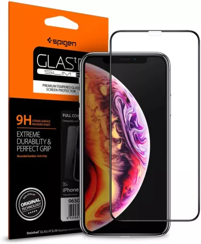 Spigen Glass FC HD screenprotector voor iPhone X XS en 11 Pro - zwart