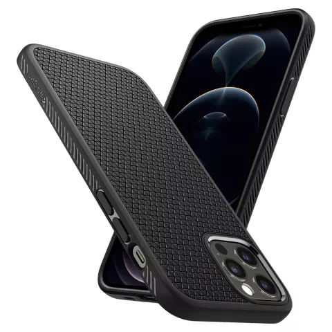 Spigen Liquid Air TPU met Air Cushion hoesje voor iPhone 12 en iPhone 12 Pro - zwart