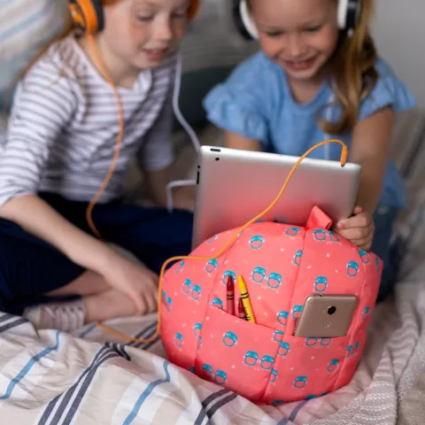 Planet Buddies uil tablet kussen standaard beanbag geschikt voor iPad houder - Roze