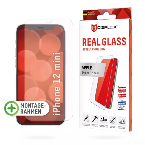 Displex Real Glass + Frame screenprotector geschikt voor iPhone 12 mini - transparant
