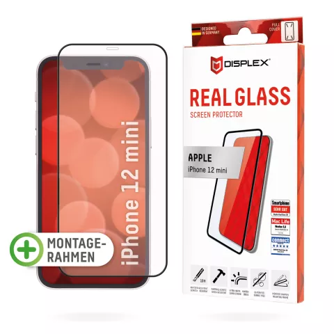 Displex Real Glass FC + Frame screenprotector geschikt voor iPhone 12 mini - transparant