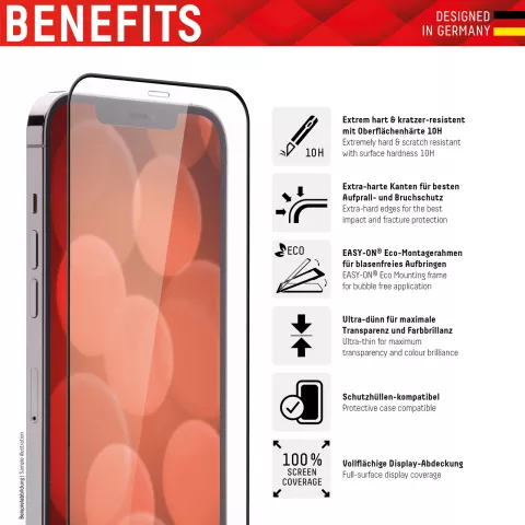 Displex Real Glass FC + Frame screenprotector geschikt voor iPhone 12 en iPhone 12 Pro - transparant