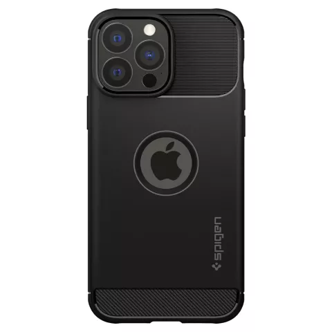 Spigen Rugged Armor TPU met Air Cushion carbonvezels hoesje voor iPhone 13 Pro Max - zwart