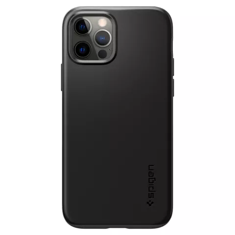 Spigen Thin Fit dun polycarbonaat hoesje geschikt voor iPhone 12 en iPhone 12 Pro - zwart