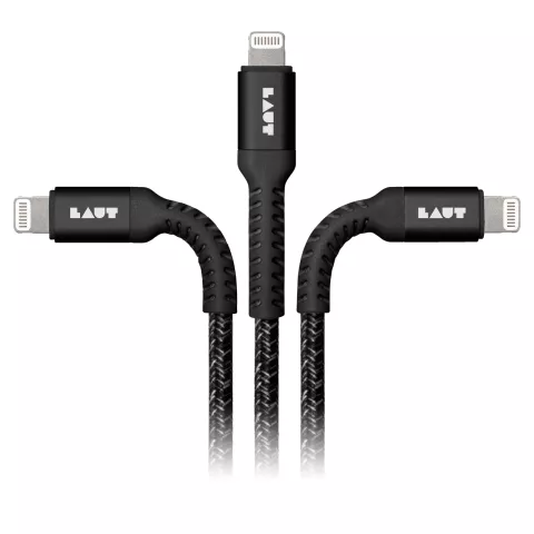 Laut stevig USB-A MFi oplaadkabel Lightning Kabel 120 cm - Zwart