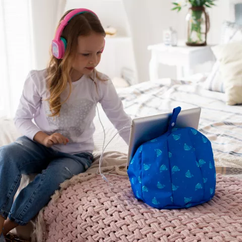 Planet Buddies walvis tablet kussen standaard beanbag iPadhouder - Blauw