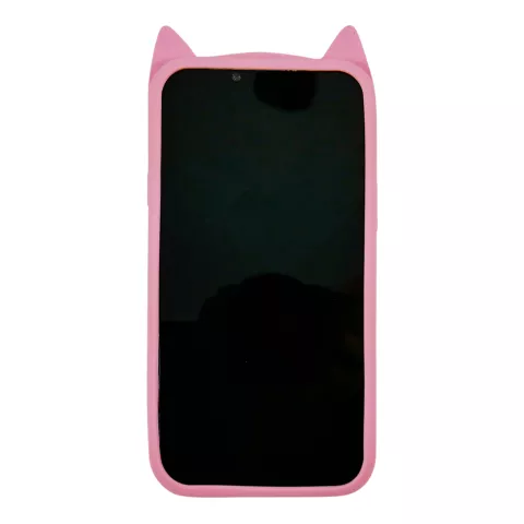 Schattige kat siliconen hoesje voor iPhone 13 Pro Max - roze