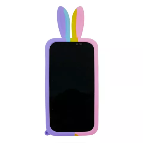 Bunny Pop Fidget Bubble siliconen hoesje voor iPhone 13 Pro - roze, geel, blauw en paars