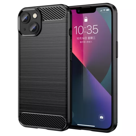 Carbon Armor TPU hoesje voor iPhone 14 - zwart