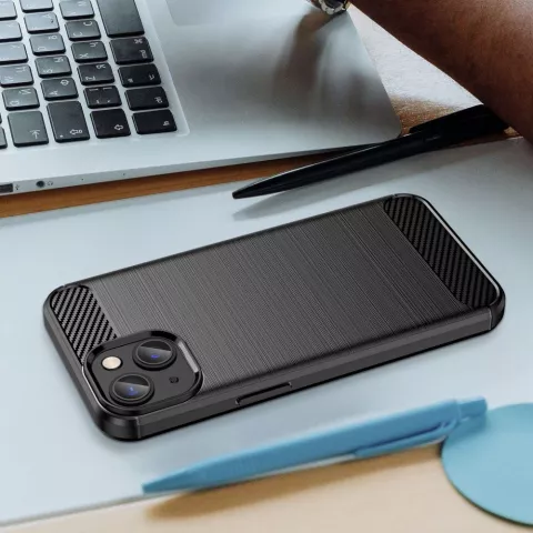 Carbon Armor TPU hoesje voor iPhone 14 - zwart