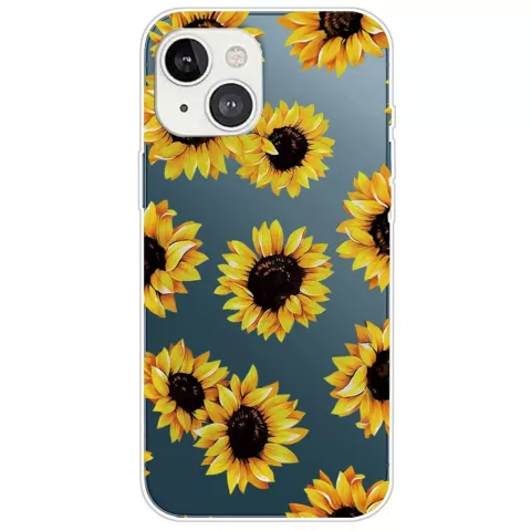 Sunflower TPU hoesje met zonnebloemen voor iPhone 14 - transparant en geel