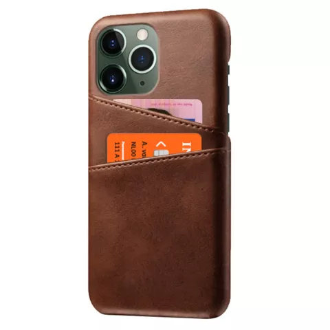 Duo Cardslot Wallet kunstleer hoesje voor iPhone 12 en iPhone 12 Pro - bruin