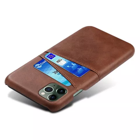 Duo Cardslot Wallet kunstleer hoesje voor iPhone 12 en iPhone 12 Pro - bruin